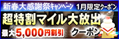 【1月限定】超特割★マイル大放出クーポン