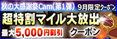【9月限定】超特割★マイル大放出クーポン